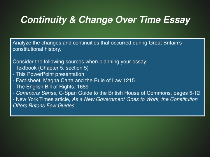 Continuity and change over time essay