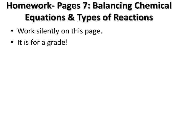 Balancing chemical equations homework help