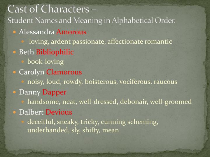 Cast Of Characters Definition