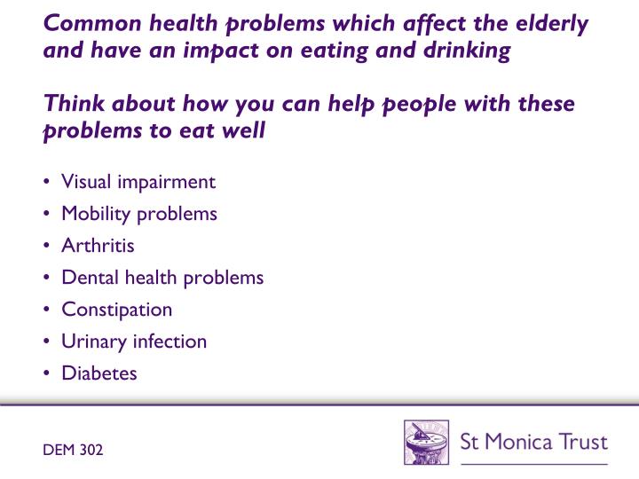 understand meet nutrition requirements individuals dementia Outline how other health and emotional conditions may affect the nutritional needs of an individual with dementia asked in: qcf level 3 questions asked by antonia. understand meet nutrition requirements individuals dementia Outline how other health and emotional conditions may affect the nutritional needs of an individual with dementia asked in: qcf level 3 questions asked by antonia.