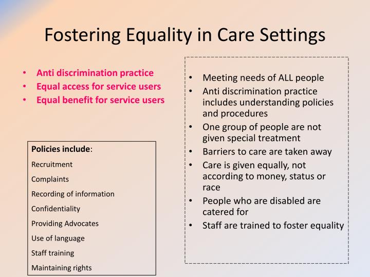 Diversity Discrimination and Service Users