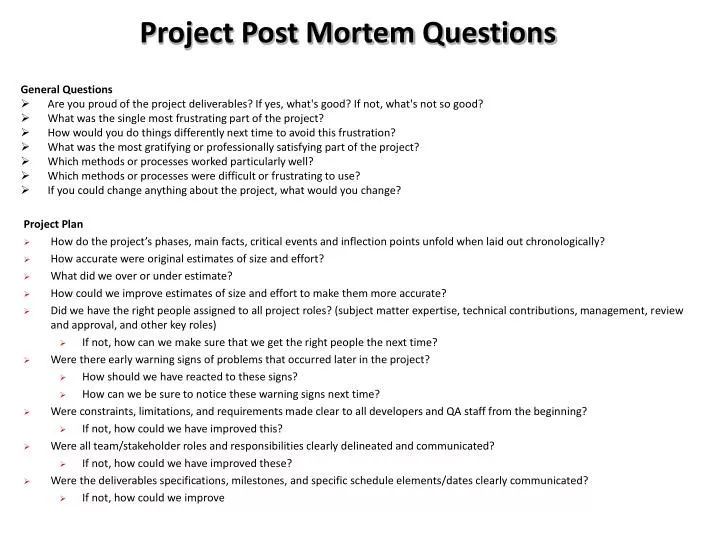 Project Post Mortem Report Sample