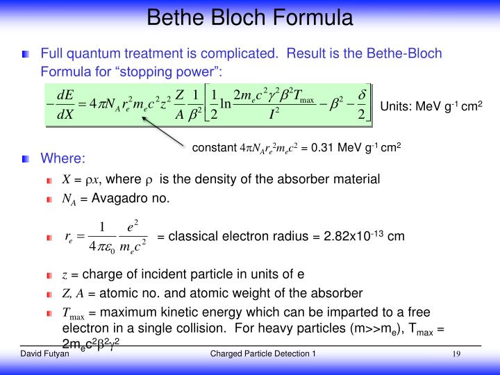 Ppt Basic Concepts Of Charged Particle Detection Part 1 Bethe Bloch Formula