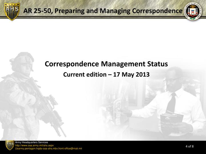 PPT AR 2550, Preparing and Managing Correspondence PowerPoint