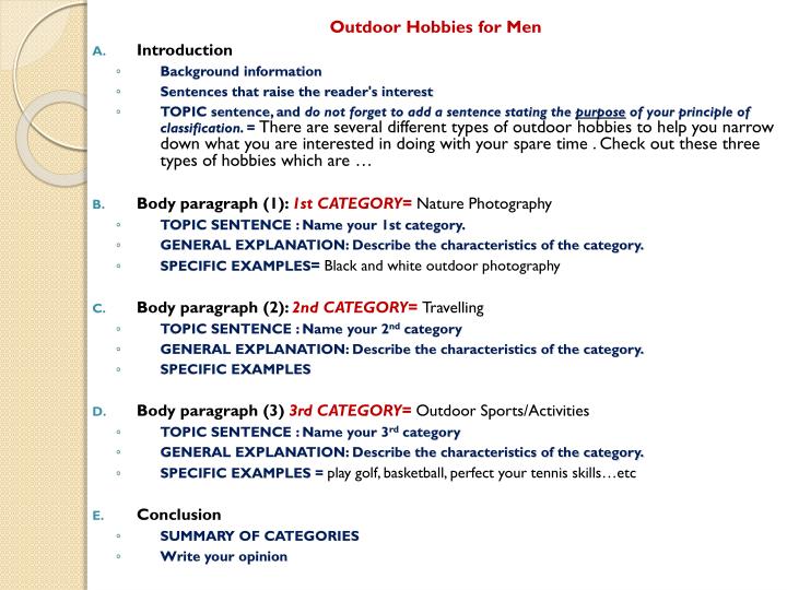 Classification essays topics