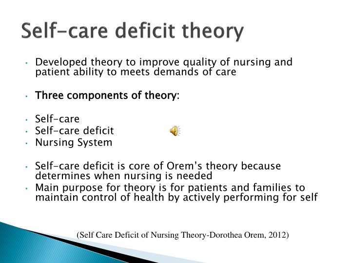 The Self Care Deficit Theory