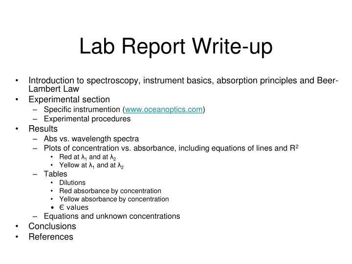 Lab report write up