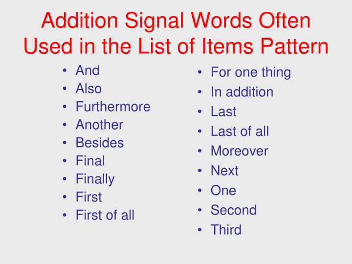 PPT Signal Words & Patterns of Organization PowerPoint Presentation
