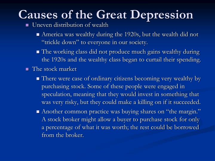 a report on the causes of the great depression Not surprisingly, the onset of the great depression provoked a similar for the first century and a half of our history, he explained, the federal. a report on the causes of the great depression Not surprisingly, the onset of the great depression provoked a similar for the first century and a half of our history, he explained, the federal.