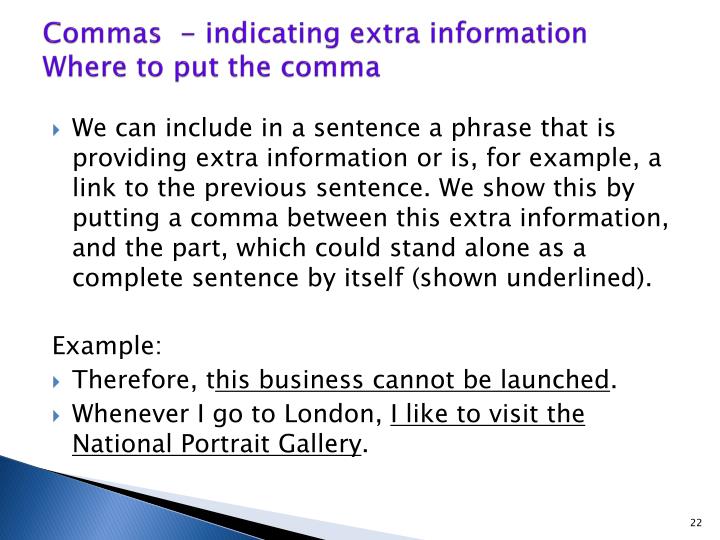 where to put a comma