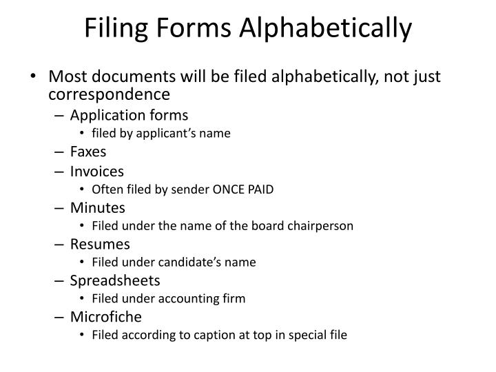 PPT Alphabetic Filing Procedures PowerPoint Presentation ID1651188