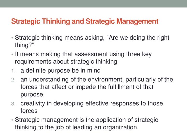 strategic management and critical thinking