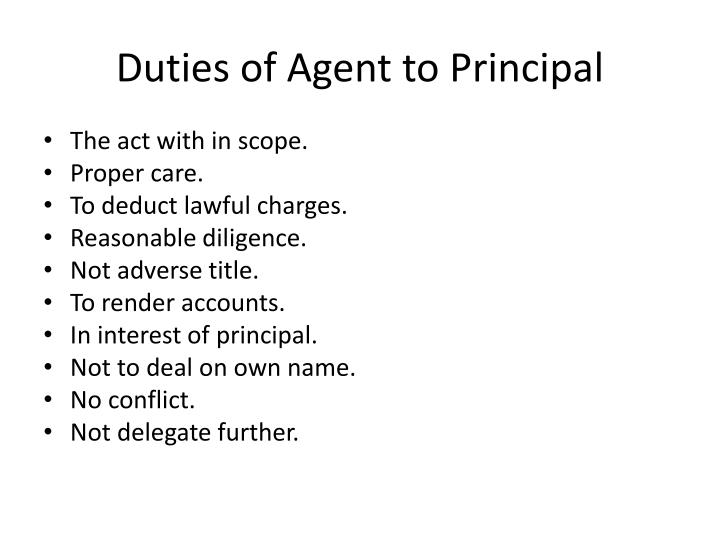 Rights And Duties Of Agent Towards Principal