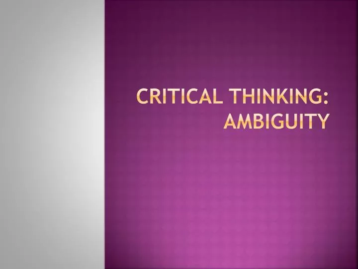 Critical Thinking Ppt Presentation
