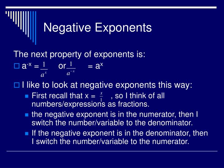 negative exponents in denominator negative exponents in denominator