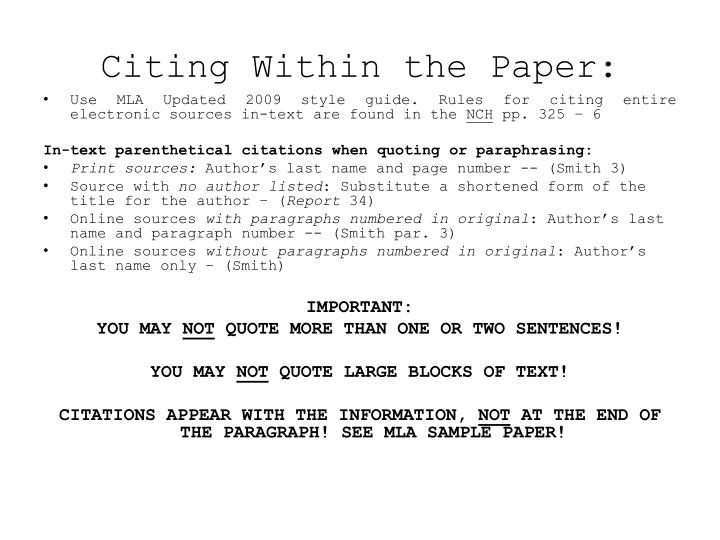 citing within a paper Term paper: format of citations and references 1 introduction as you write your term papers, it will be important for you to document where you obtained the information cited in your. citing within a paper Term paper: format of citations and references 1 introduction as you write your term papers, it will be important for you to document where you obtained the information cited in your.