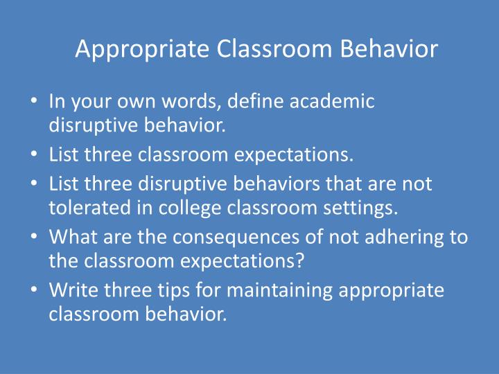 Classroom Behavior Essay