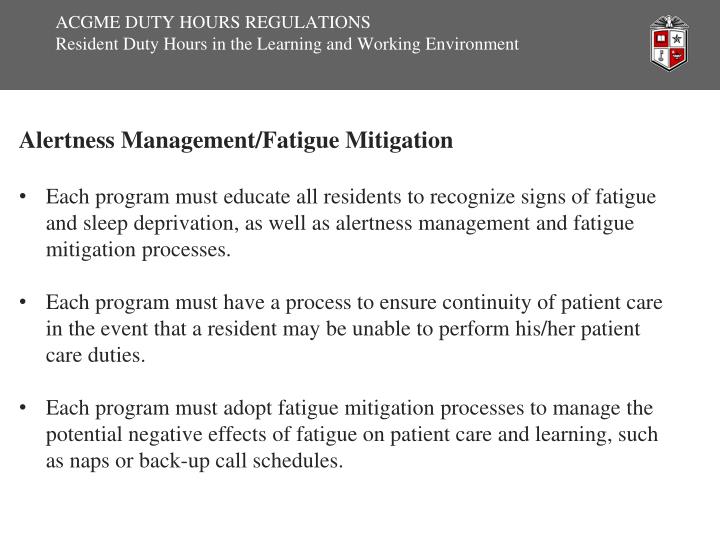 PPT ACGME DUTY HOURS REGULATIONS Resident Duty Hours in the Learning