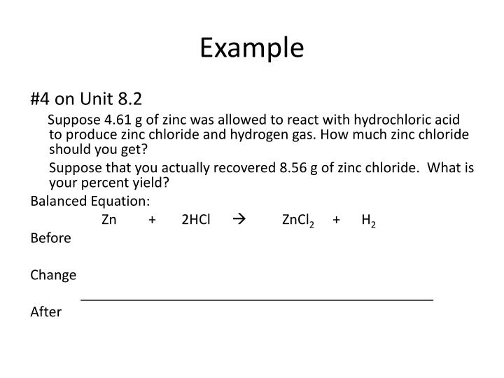 Equation For Percent Yield Talkchannels Ppt Unit 8 Percent Yield Calculations Powerpoint Presentation