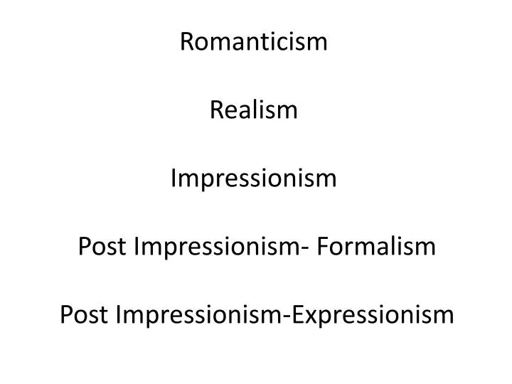 impressionism post impressionism realism See quora responses below for excellent summaries of the historic movements of realism and impressionism in painting modern uses of these terms tend to refer mostly. impressionism post impressionism realism See quora responses below for excellent summaries of the historic movements of realism and impressionism in painting modern uses of these terms tend to refer mostly.