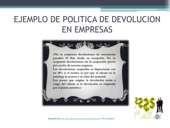 Politica de devolucion marshalls Politica de devolucion marshalls