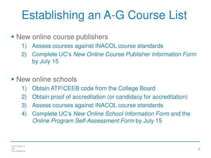 PPT Fast Forward University of California’s AG Online Course Policy