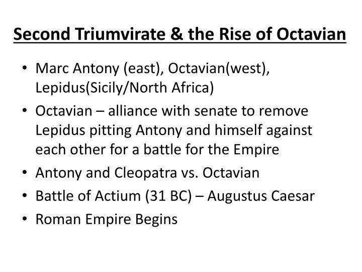 the rise of octavian Did the romans know that their republic was ending with the rise of octavian (or earlier) or did they believe things were essentially staying the same ( selfaskhistorians ) submitted 4 years ago by twshiloh. the rise of octavian Did the romans know that their republic was ending with the rise of octavian (or earlier) or did they believe things were essentially staying the same ( selfaskhistorians ) submitted 4 years ago by twshiloh.