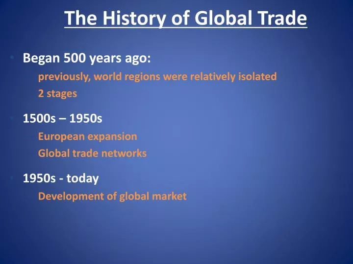 The international trading system globalization and history
