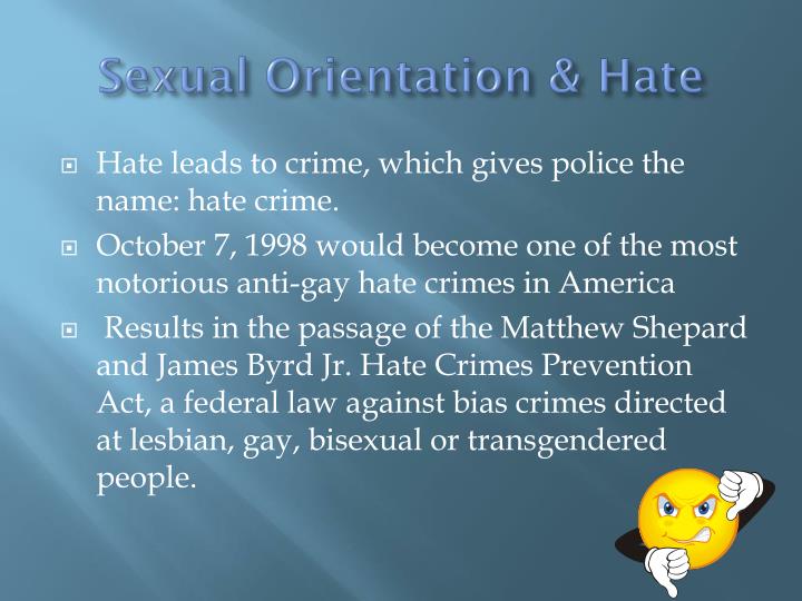 Are Sexual orientation hate crime think Can suggest Sexual orientation hate crime