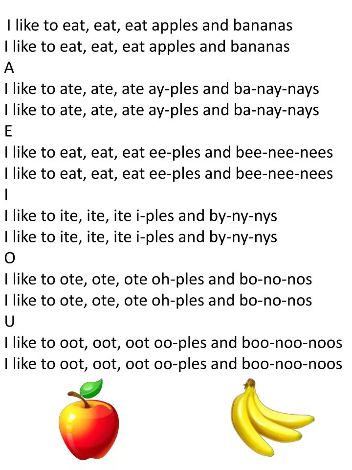 PPT I like to eat, eat, eat apples and bananas I like to eat, eat