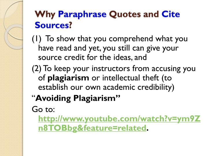 PPT “In Other Words” Quoting, Summarizing and