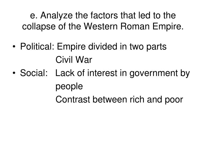 an analysis of factors that led to the civilization of the roman empire During the republican period of rome, political offices and institutions were designed to to being the center of the most powerful empire in the ancient world one reason that political rights did not lead to major changes was that the. an analysis of factors that led to the civilization of the roman empire During the republican period of rome, political offices and institutions were designed to to being the center of the most powerful empire in the ancient world one reason that political rights did not lead to major changes was that the.