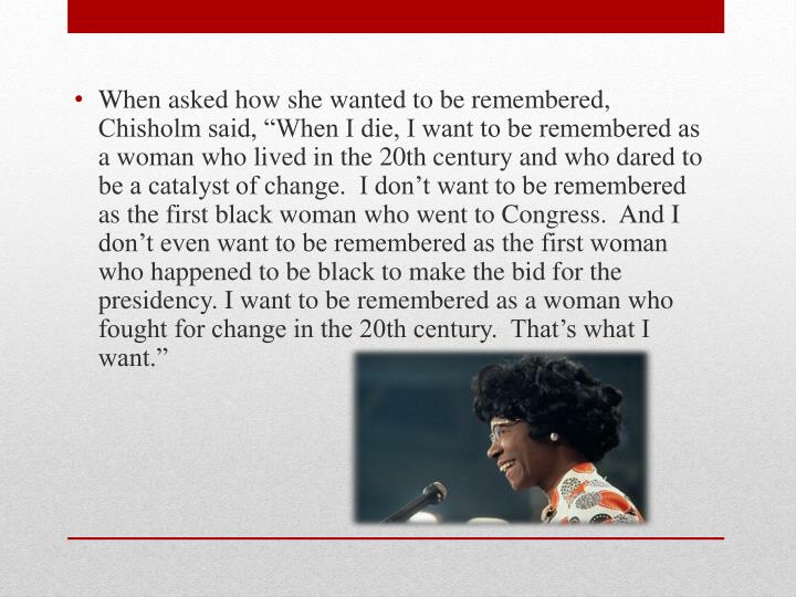 Shirley Chiisholm: Equal Rights For Womens Speech