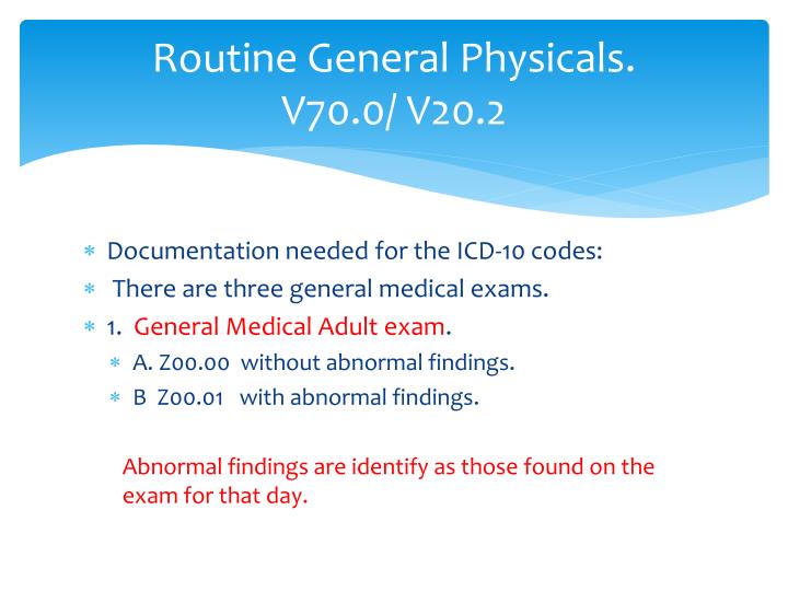 icd 10 code for wellness exam with abnormal findings