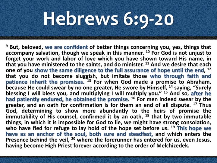 Hebrews 6 9 20 Commentary Hebrews 6 9 20 Commentary