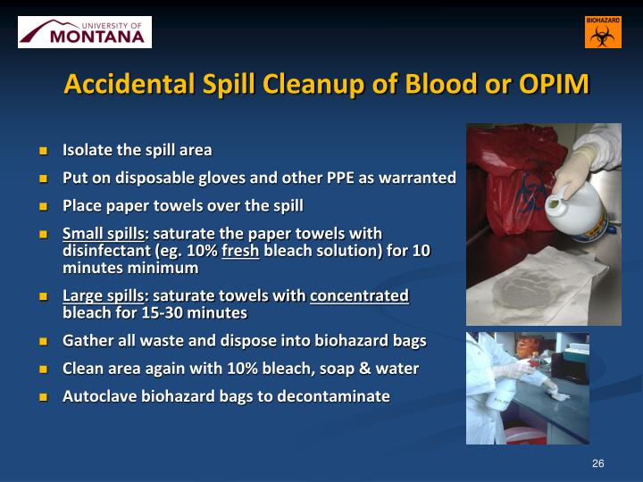 spill bloodborne pathogens blood cleanup opim isolate area training powerpoint accidental ppe ppt presentation place