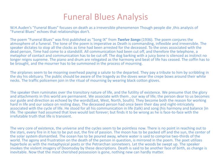 Funeral blues poem essay