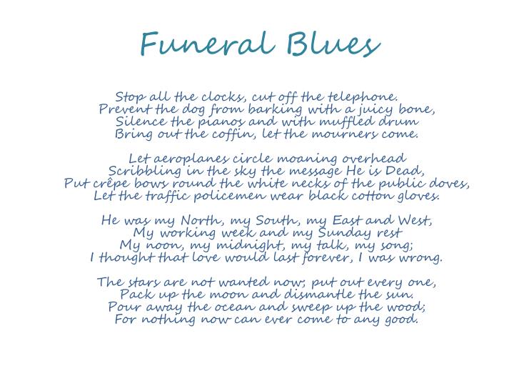 Funeral blues poem essay