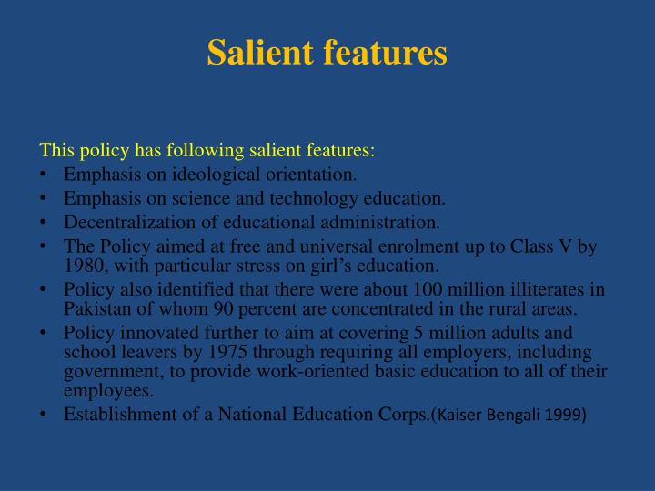 Salient Features And Functions Of The System