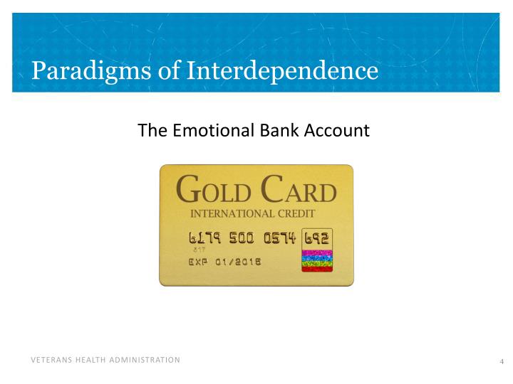 paradigms of interdependence and character and The paradigm of the emotional bank account is the foundation of the habits of public victory required to avoid using personality techniques and to establish character ethics as the natural outgrowth of a secure, giving character. paradigms of interdependence and character and The paradigm of the emotional bank account is the foundation of the habits of public victory required to avoid using personality techniques and to establish character ethics as the natural outgrowth of a secure, giving character.