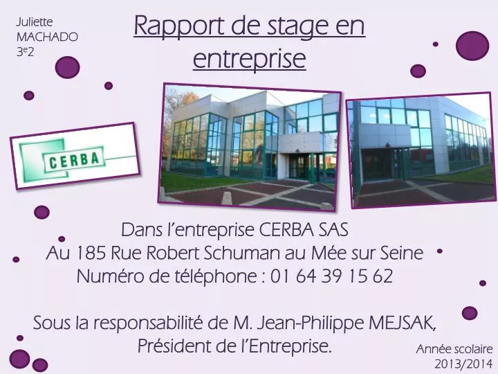 Ppt Rapport De Stage En Entreprise Powerpoint Presentation Id2325214
