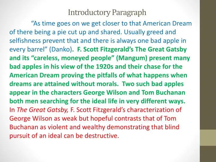 Thesis Statements For The Great Gatsby