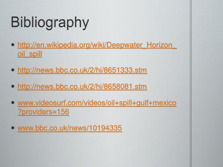 annotated bibliography on oil spills