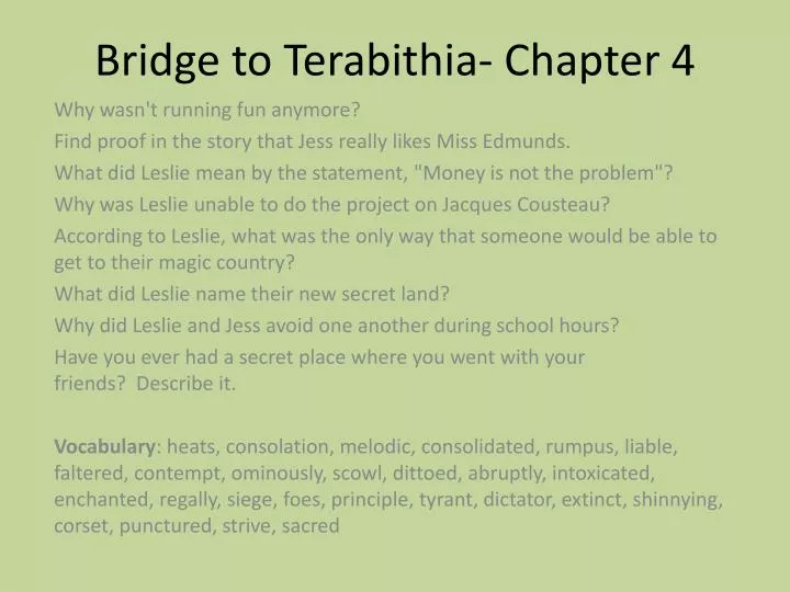 bridge to terebithia essay bridge to terebithia essay