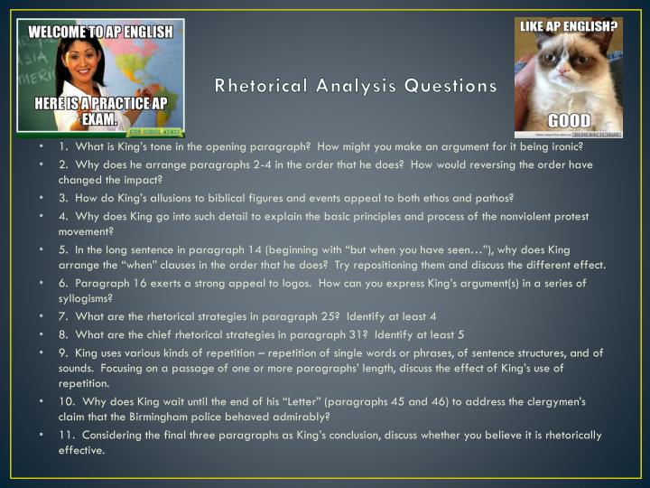 Rhetorical analysis essay on letter from birmingham jail