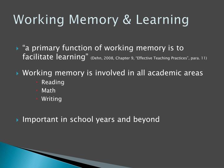 PPT Working Memory Deficits & Learning PowerPoint Presentation ID