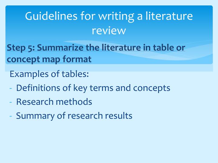 guidelines for writing a literature review