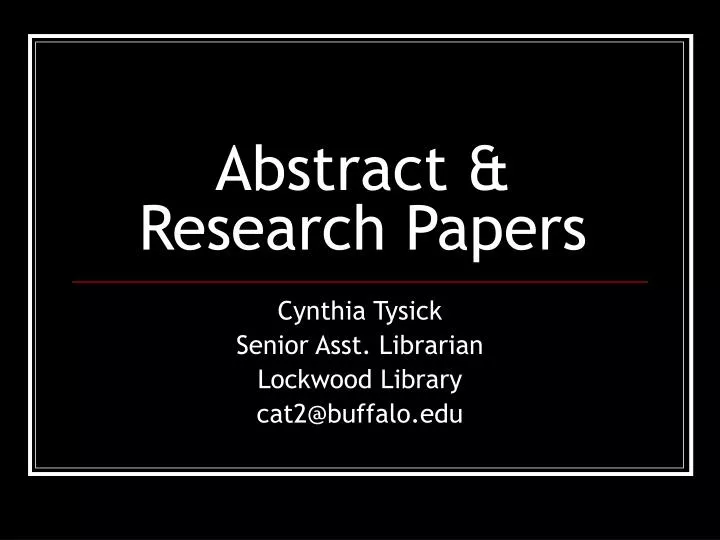 abstracts research papers abstracts research papers