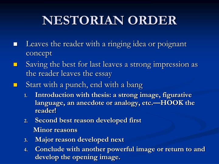 nestorian order persuasive essay