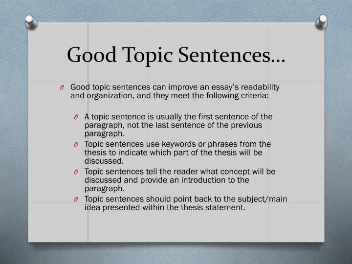 Good topic sentences for persuasive essays